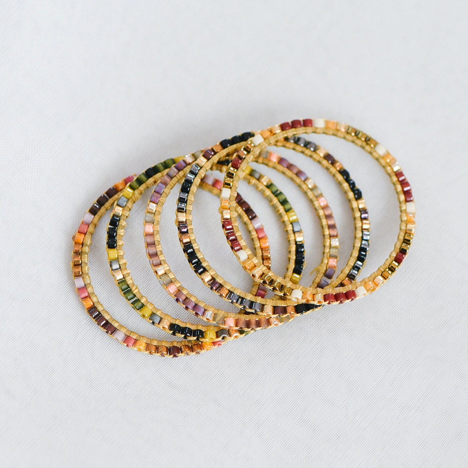 4pcs Miyuki Seed Bead Charm Connectors: Geometric Ring Pendants (RM-37)